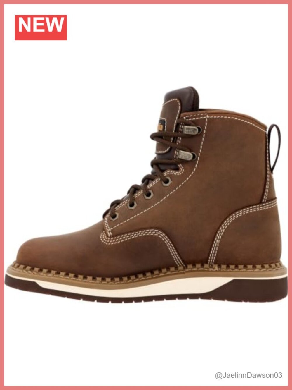 Women's Work Boot Leather Memory Foam Wedge Heel 6 Inch